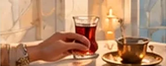 Turkish tea served in a tulip glass